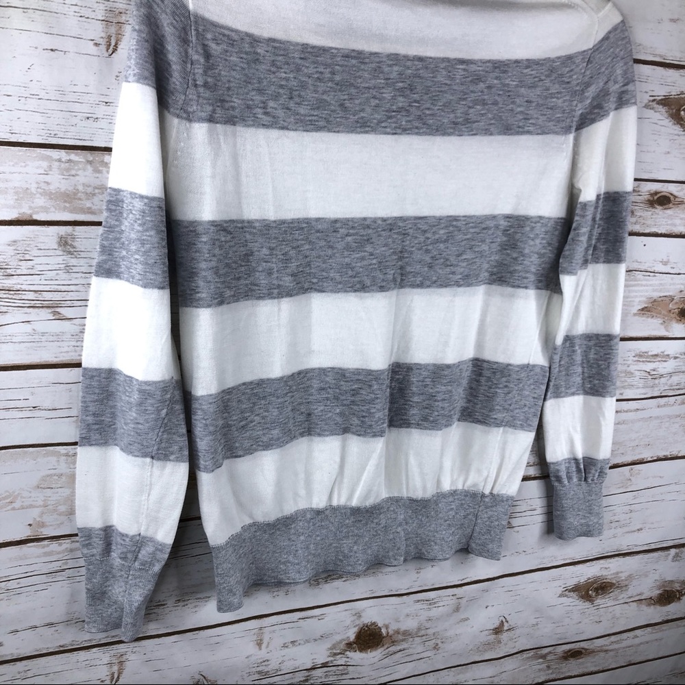 J. Crew gray white stripe cotton fitted top - Picture 7 of 8